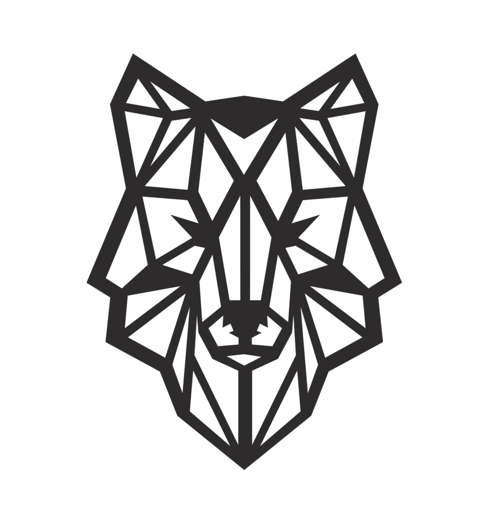 Lobo geométrico de frente — vector para corte CNC
