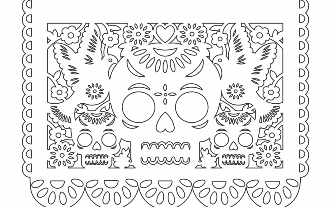 Papel picado «Calaveras y palomas»