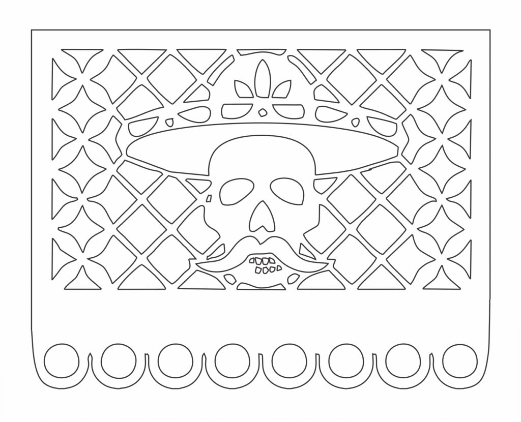Papel picado «Sombrero y bigotes» — vector para corte CNC