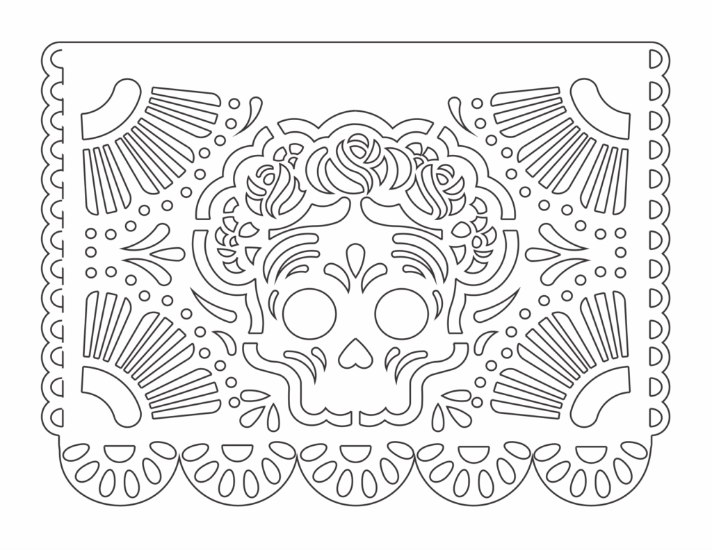 Papel picado «Corona de flores» — vector para corte CNC