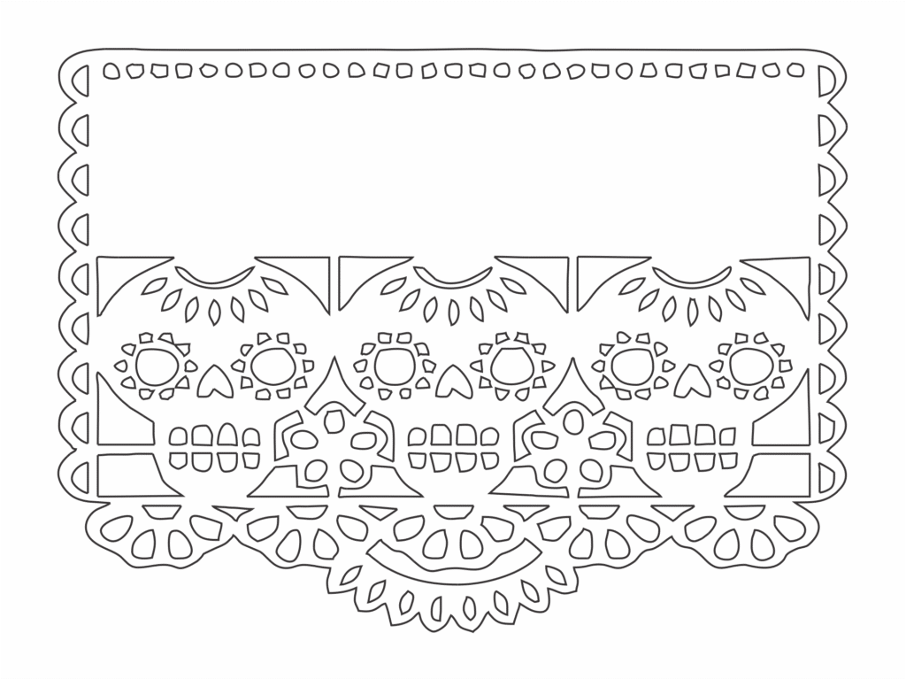 Papel picado «3 calaveras» — vector para corte CNC