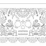 Papel picado "3 calaveras y palomas" - Vector descarganle para corte CNC y grabado laser gratis | Stanser