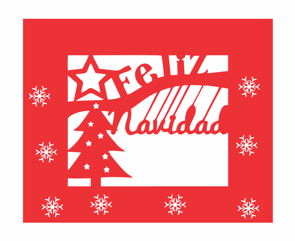 Papel picado «Feliz Navidad» — vector para corte CNC