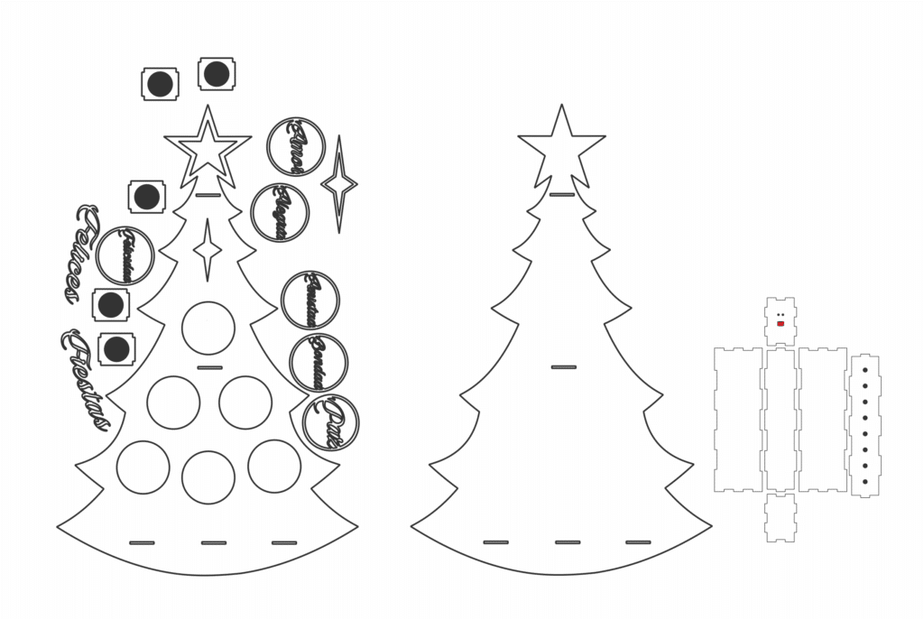 Pino «Felices fiestas» — vector para corte CNC