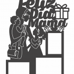 Portarretratos "Madre con 2 hijos" - Vector SVG DXF para Laser CO2 - Descargable gratis | Stanser