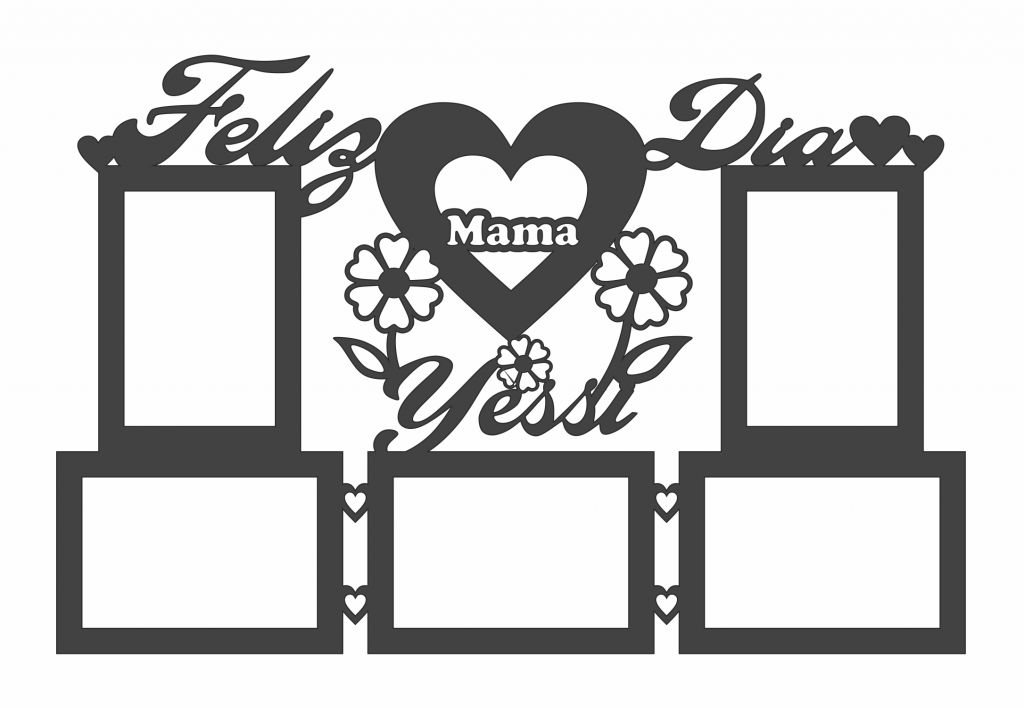 Marco «Feliz día Mamá» (5 fotos) — vector para corte CNC