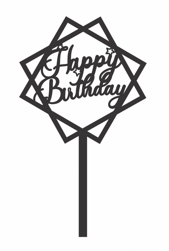 Topper HBD «Cuadrados» — vector para corte CNC