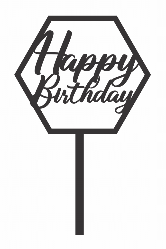Topper hexagonal «Brithday» — vector para corte CNC