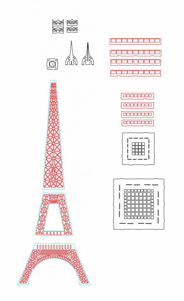 Torre Eiffel sencilla — vector para corte CNC
