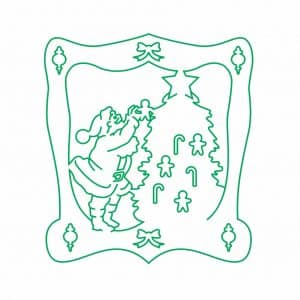 Santa adornando el árbol
