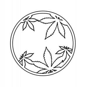 Esfera con hojas de marihuana