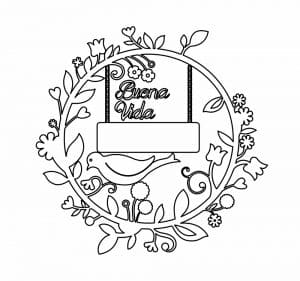 Decoración «Pájaro y flores»