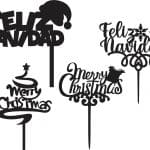 Cake Toppers de Navidad - Vector descarganle para corte CNC y grabado laser gratis | Stanser