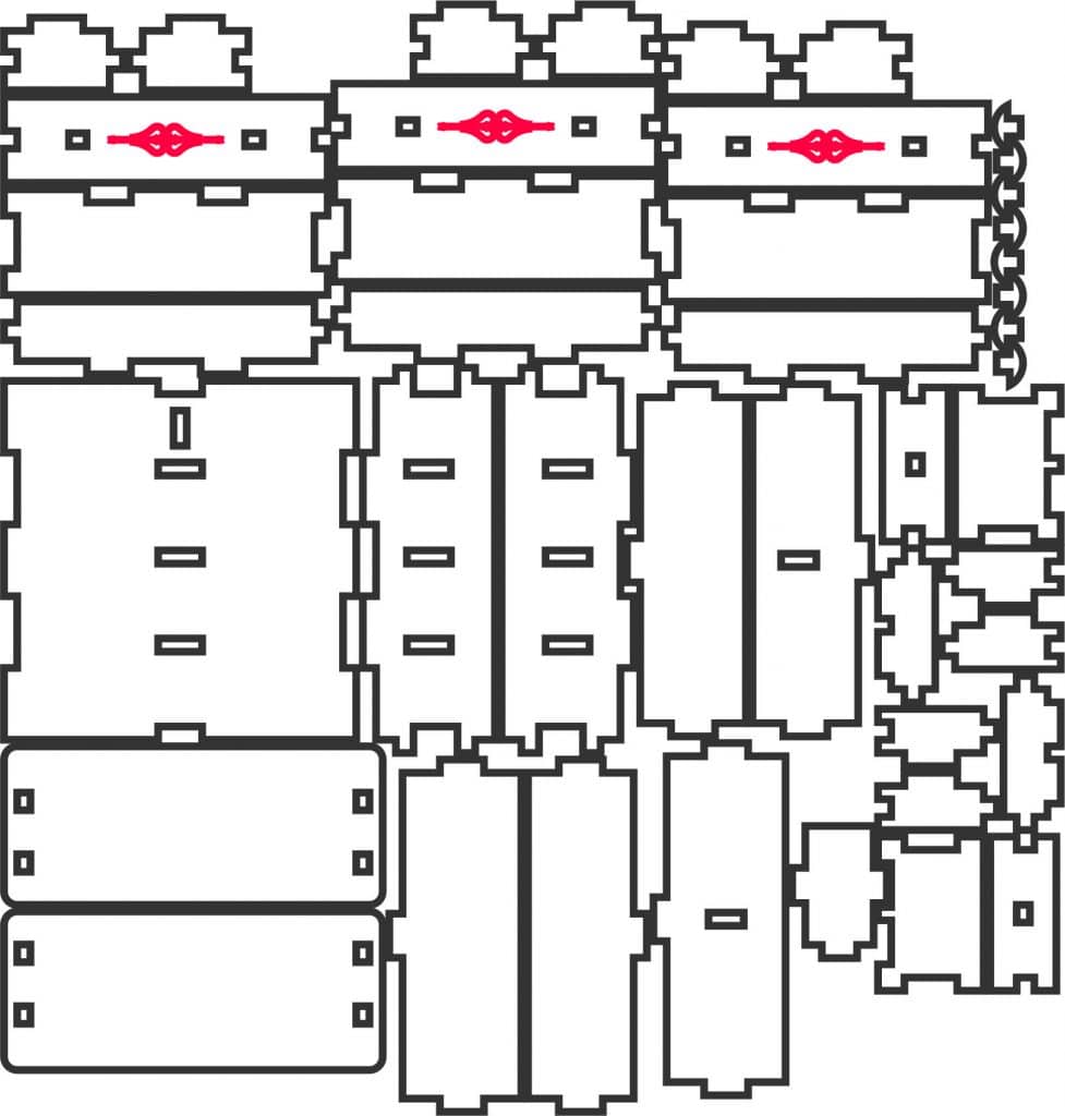 Cómoda de 4 cajones — vector para corte CNC