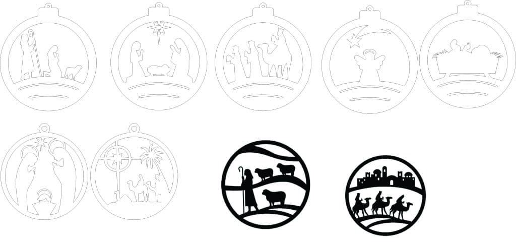 Esferas de paisajes navideños — vector para corte CNC