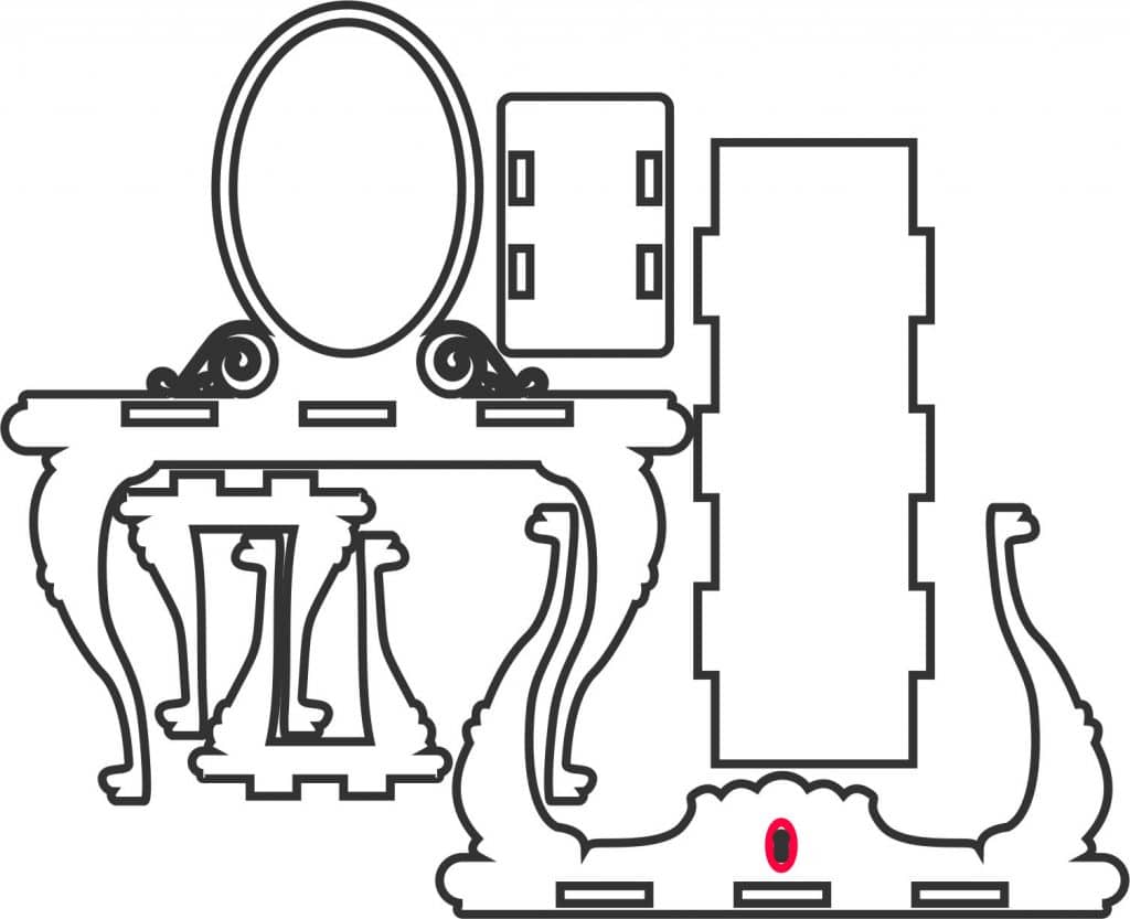 Mueble «Tocador» — vector para corte CNC