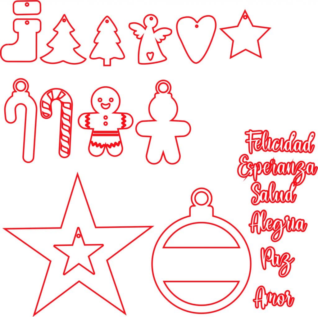Adornos Navideños diversos — vector para corte CNC