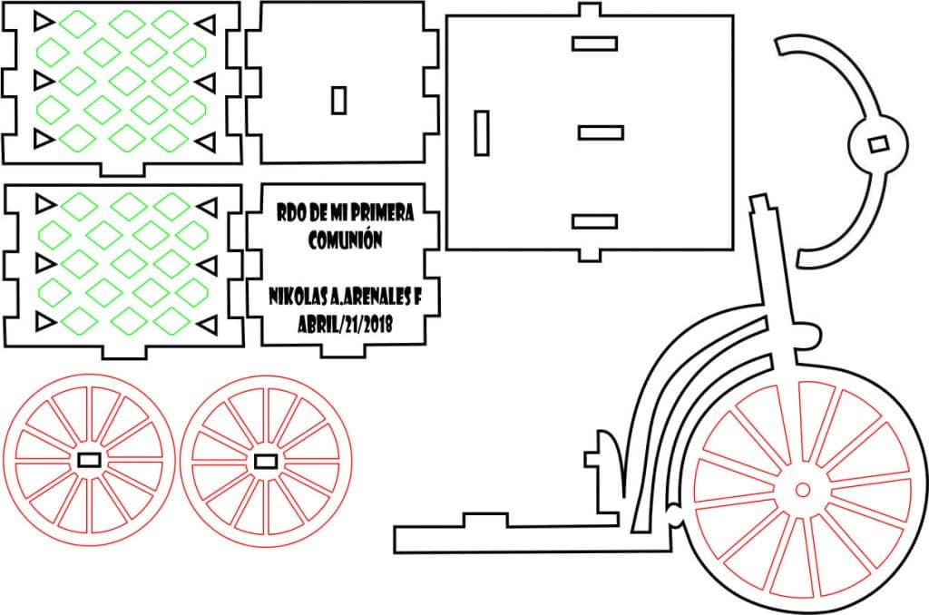 Triciclo «Primera Comunión» — vector para corte CNC