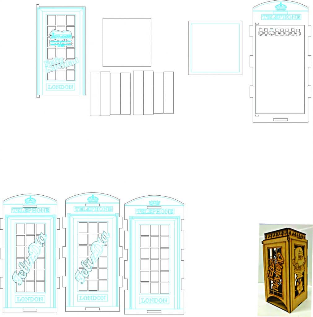 Caja «Cabina Teléfonica» — vector para corte CNC
