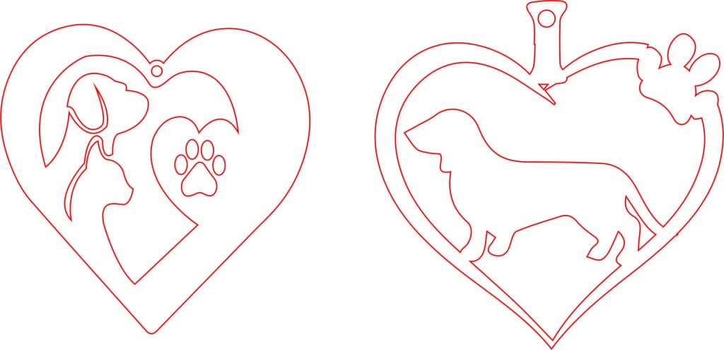 Corazones «Perros» — vector para corte CNC