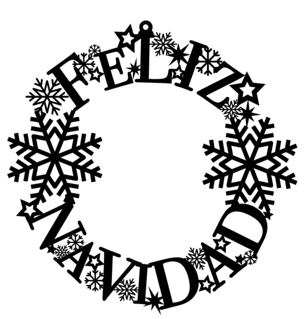 Corona «Feliz Navidad y copos» — vector para corte CNC