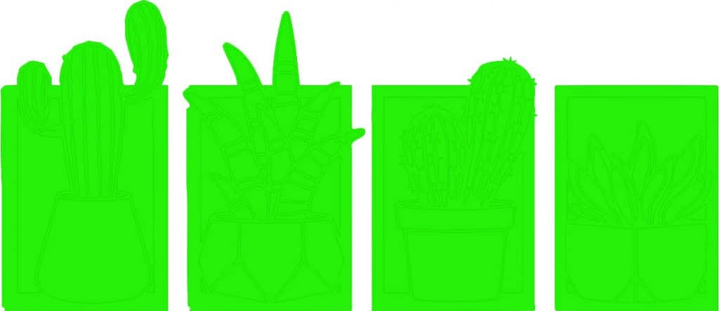 Macetas de Cactus — vector para corte CNC