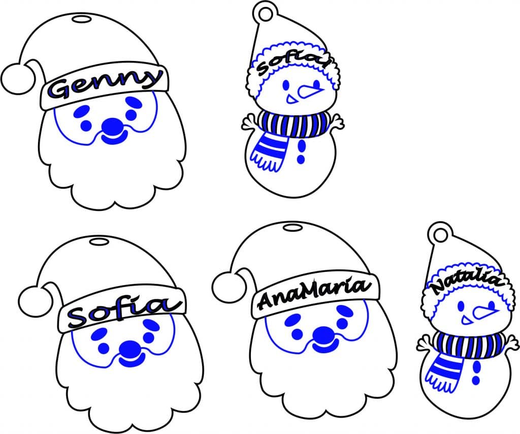 Decoraciones «Santa y muñecos» — vector para corte CNC