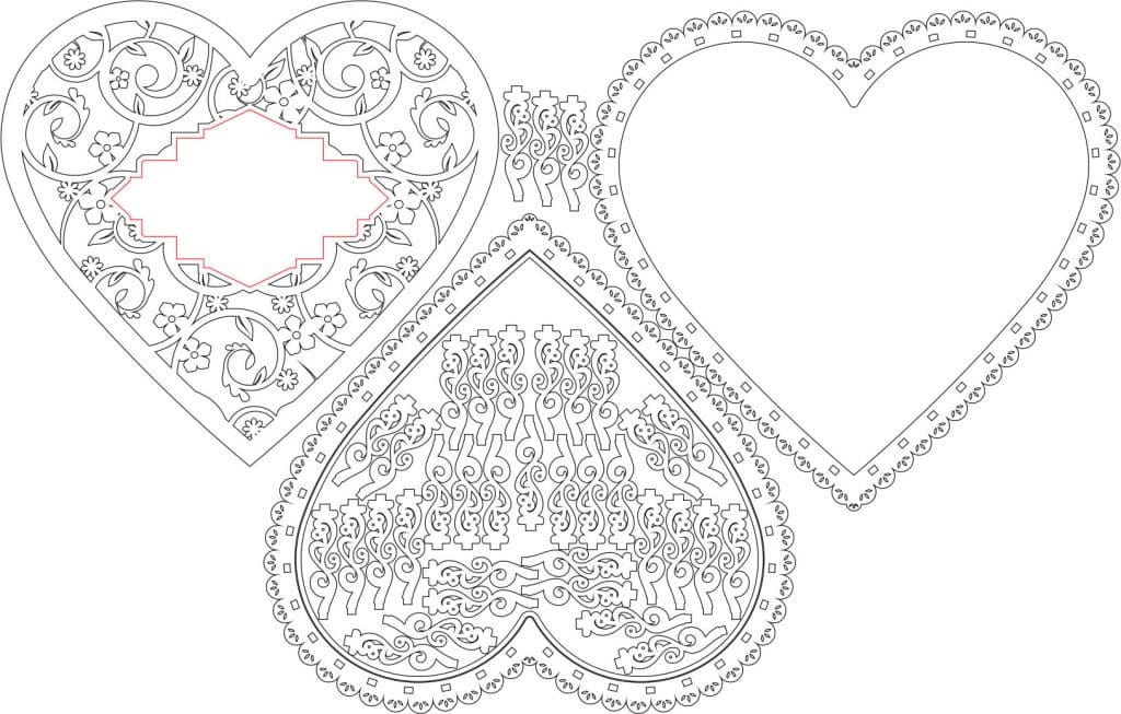 Cajas caladas «Corazón» — vector para corte CNC