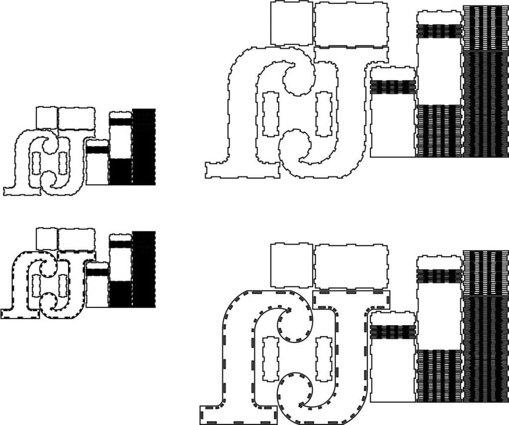 Letra J 3D — vector para corte CNC