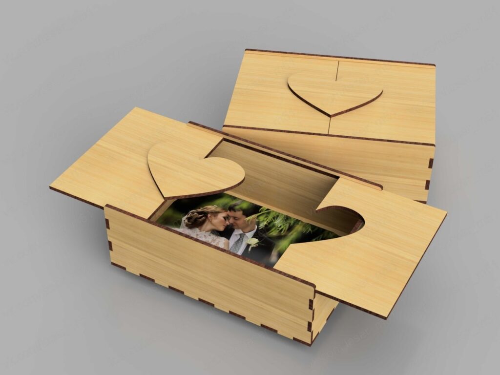 Caja «Corazón corredizo» — vector para corte CNC