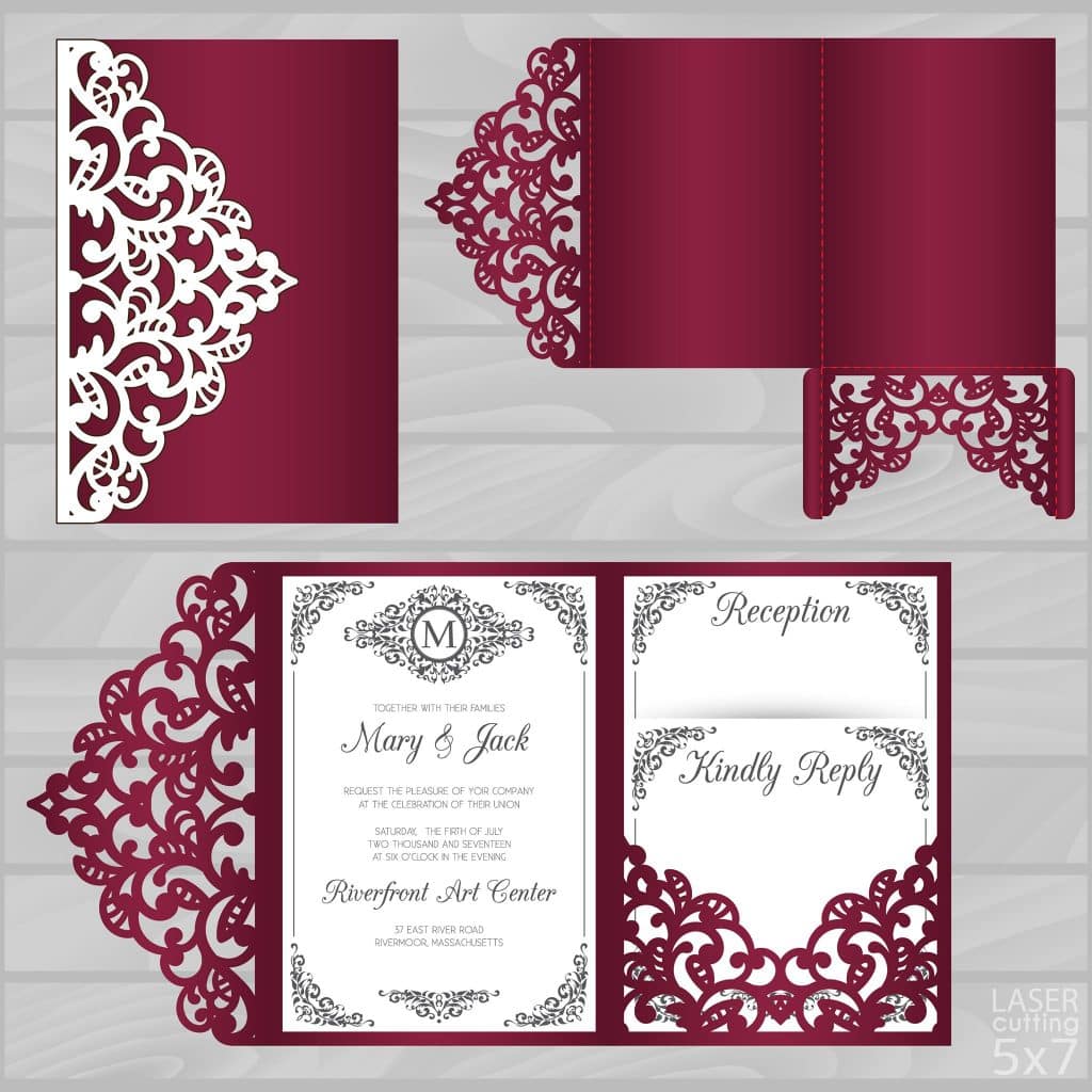 Invitación de bodas — vector para corte CNC