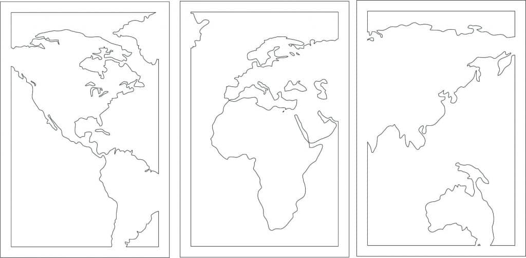 Set de cuadros «Mapa Mundi» — vector para corte CNC