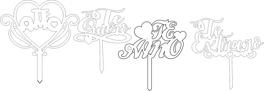 Cake toppers de amor — vector para corte CNC