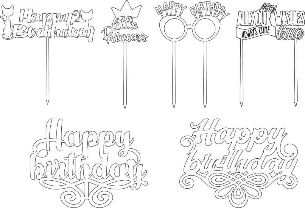 Cake toppers de cumpleaños 5 — vector para corte CNC
