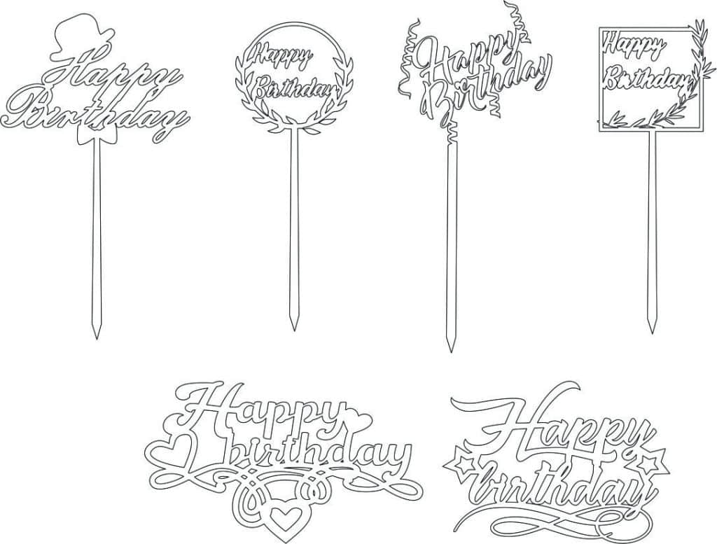 Cake toppers de cumpleaños 7 — vector para corte CNC