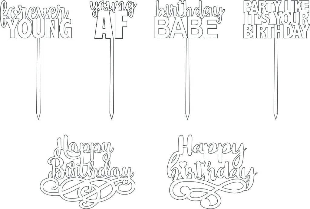 Cake toppers de cumpleaños 8 — vector para corte CNC