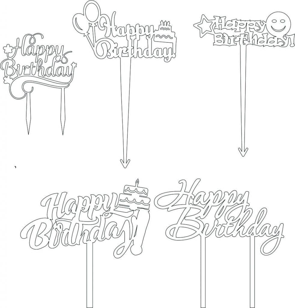 Cake toppers de cumpleaños 9 — vector para corte CNC