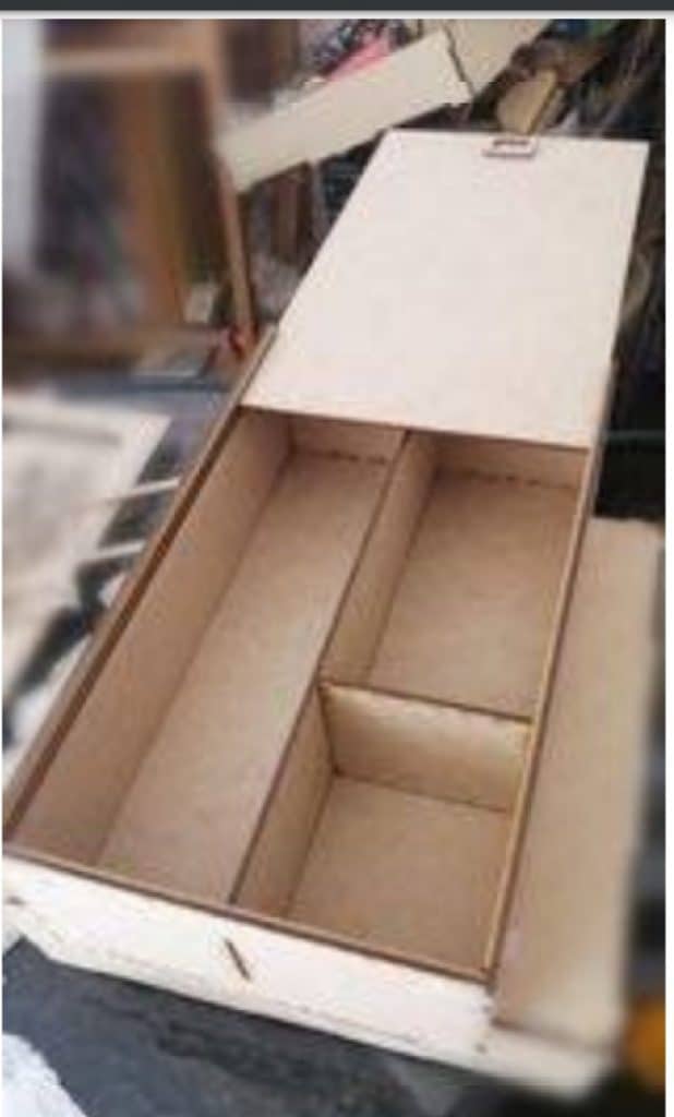 Caja rectangular de 3 divisiones — vector para corte CNC