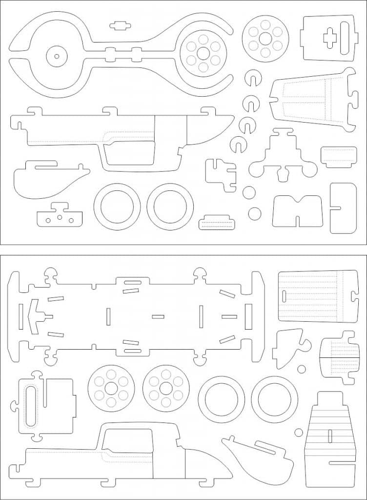 Auto antiguo 3D — vector para corte CNC