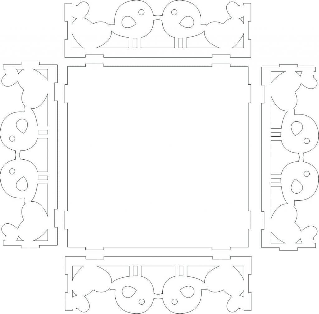 Bandeja «Pájaros enamorados» — vector para corte CNC