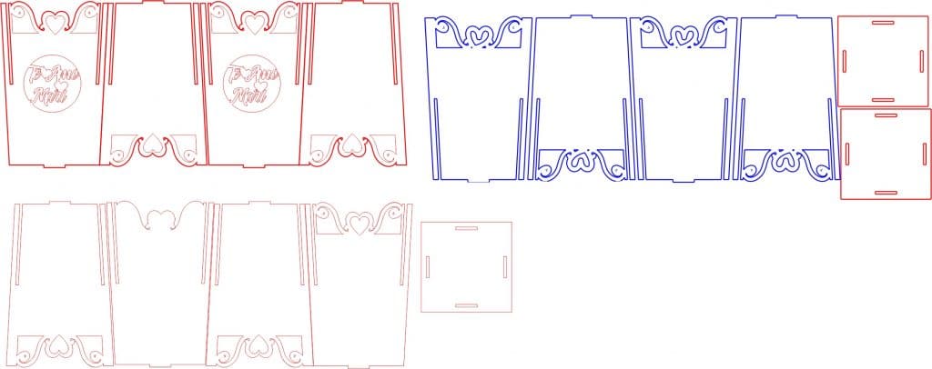Caja para palomitas «Corazones» — vector para corte CNC