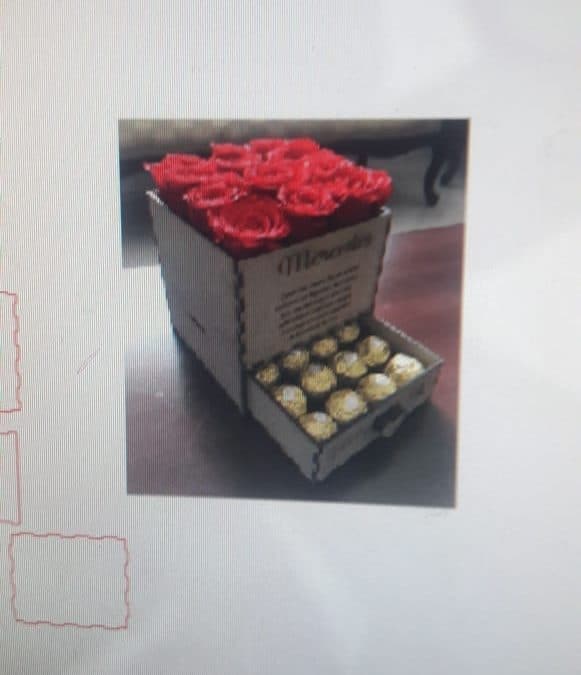 Caja para rosas con cajón