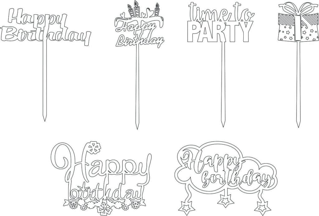 Cake toppers de cumpleaños 2 — vector para corte CNC