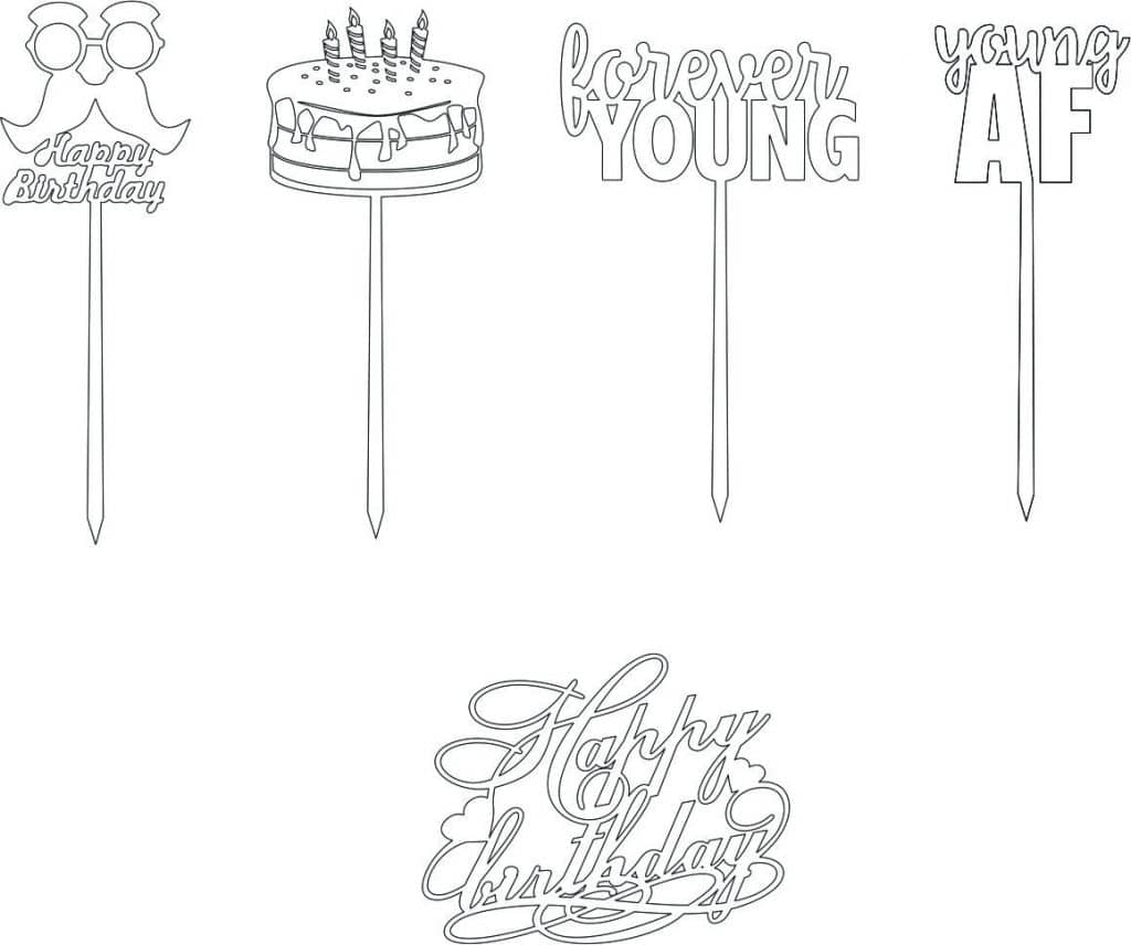 Cake toppers de cumpleaños 3 — vector para corte CNC