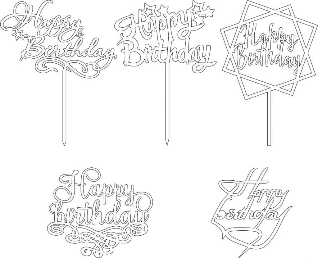 Cake toppers de cumpleaños 4 — vector para corte CNC