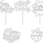 Cake toppers de cumpleaños 4 - Vector descarganle para corte CNC y grabado laser gratis | Stanser