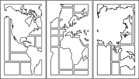 Set de cuadros «Mapa Mundi»