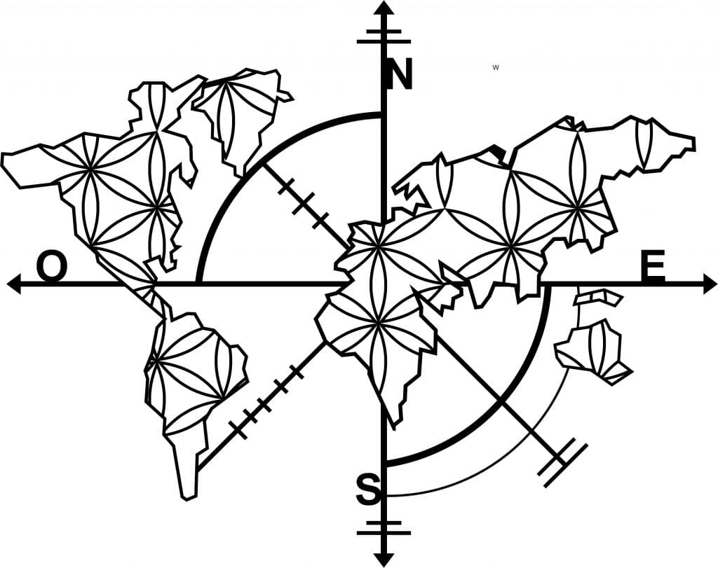 Mapa mundi «Flores» — vector para corte CNC