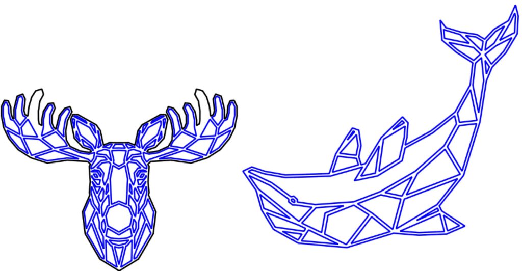 Alce y ballena geométricos — vector para corte CNC