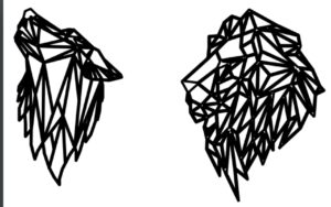 León y lobo aullando